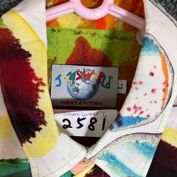 Jams World Colorful Print Hawaiian Button Long Sleeve Shirt - Men's Size L - Picture 4 of 10